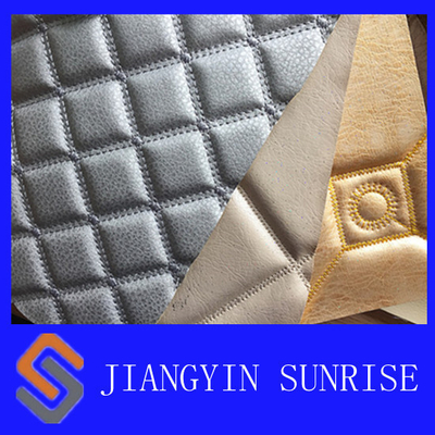 Comfortable Bedroom Wall Faux Leather Upholstery Fabric Approved EN